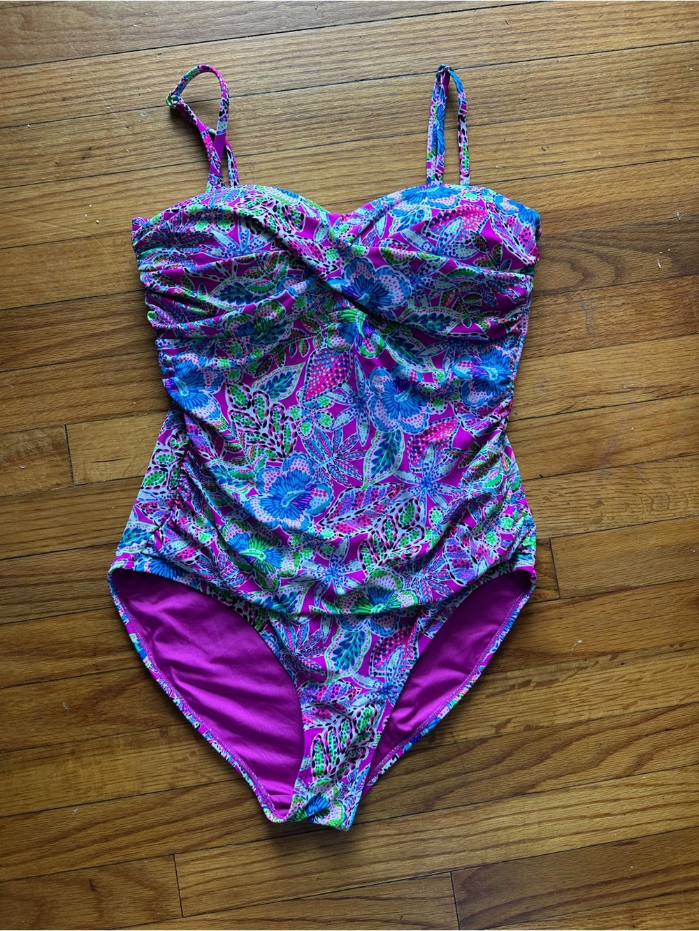 Stella Parker Paisley Floral Bandeau One Piece Swimsuit Sweetheart Twist Swim XL